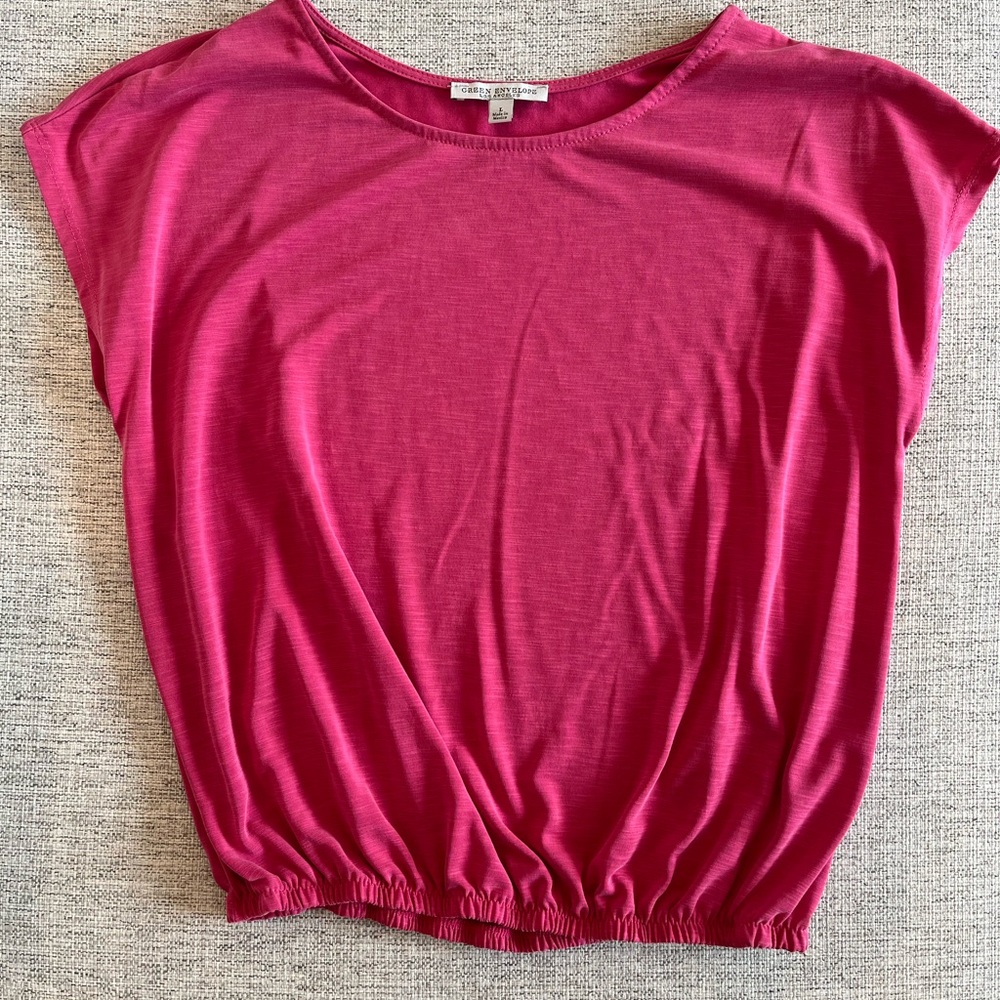 Green Envelope Pink Relaxed Ribbed T-Shirt